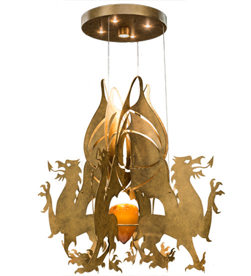 Meyda Tiffany 142893 Five Light Pendant, Sahara Gold Dabbed Gold