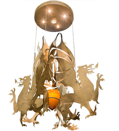 Meyda Tiffany 142893 Five Light Pendant, Sahara Gold Dabbed Gold