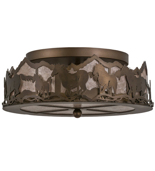 Meyda Tiffany 164280 Three Light Flushmount, Antique Copper