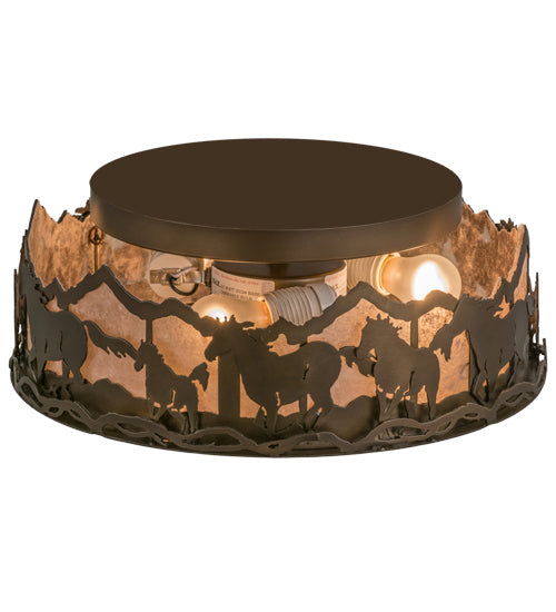 Meyda Tiffany 164280 Three Light Flushmount, Antique Copper