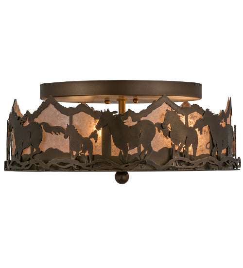 Meyda Tiffany 164280 Three Light Flushmount, Antique Copper