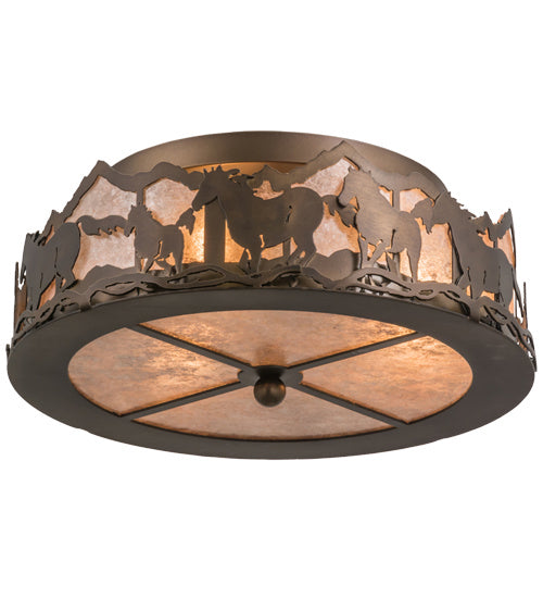 Meyda Tiffany 164280 Three Light Flushmount, Antique Copper