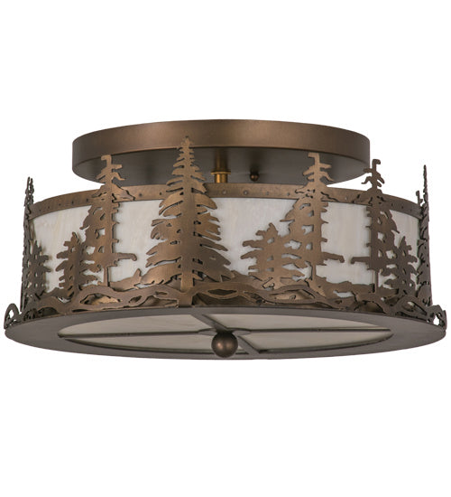 Meyda Tiffany 164390 Two Light Flushmount, Antique Copper