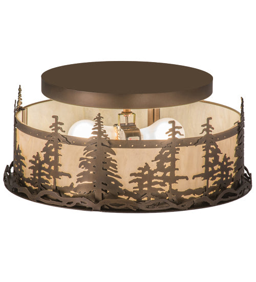 Meyda Tiffany 164390 Two Light Flushmount, Antique Copper