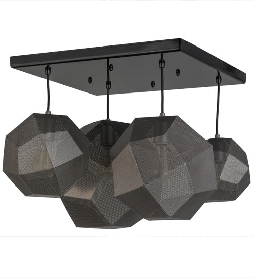 Meyda Tiffany 161911 Four Light Pendant, Mirror Black & Nickel