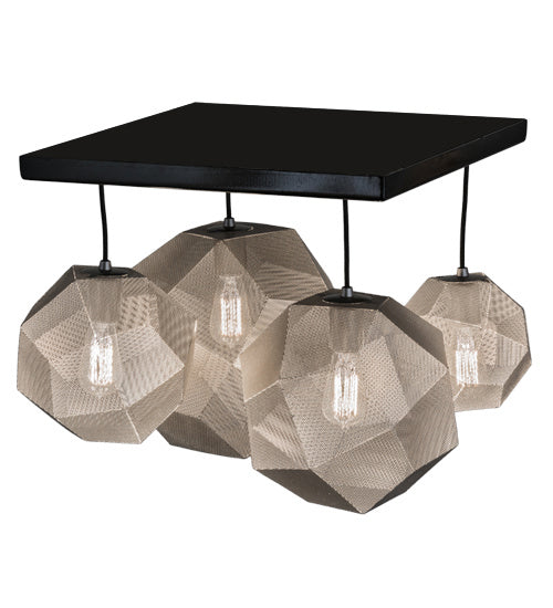 Meyda Tiffany 161911 Four Light Pendant, Mirror Black & Nickel