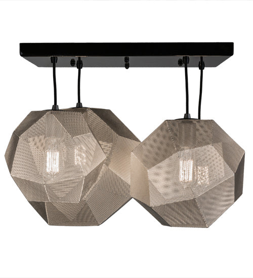 Meyda Tiffany 161911 Four Light Pendant, Mirror Black & Nickel