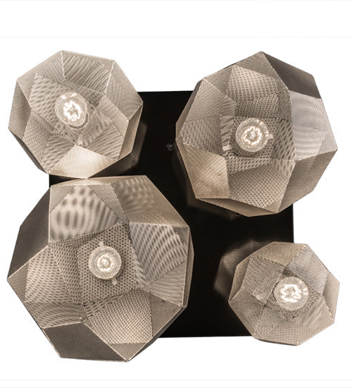 Meyda Tiffany 161911 Four Light Pendant, Mirror Black & Nickel