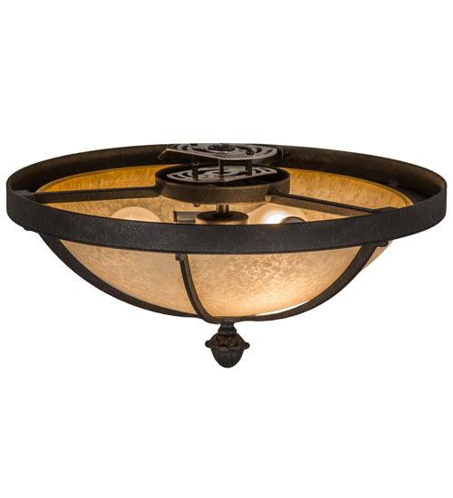 Meyda Tiffany 163088 Three Light Flushmount, Chestnut