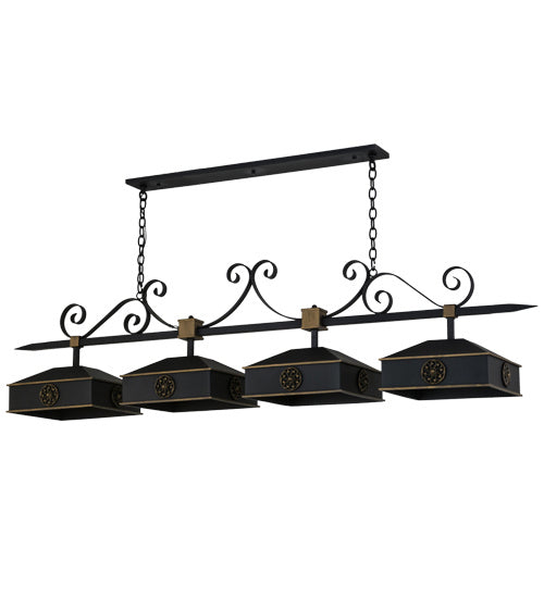 Meyda Tiffany 164063 Four Light Island Pendant, Blackwash W/Gold Accents