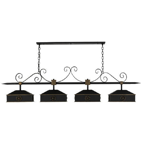 Meyda Tiffany 164063 Four Light Island Pendant, Blackwash W/Gold Accents