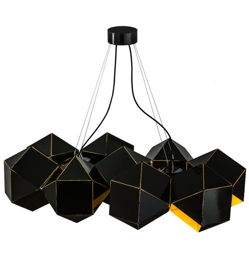 Meyda Tiffany 164482 Nine Light Pendant, Mirror Black And Gold