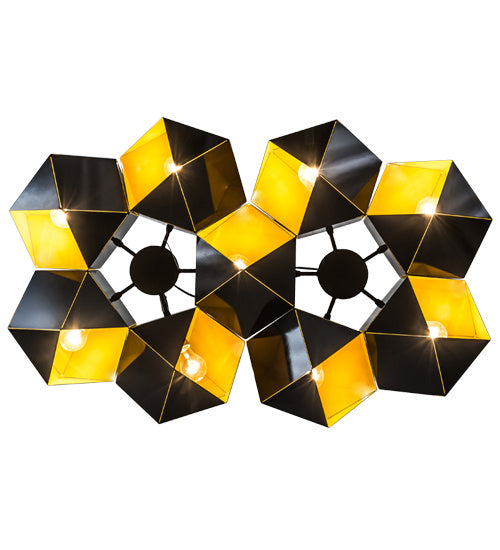 Meyda Tiffany 164482 Nine Light Pendant, Mirror Black And Gold