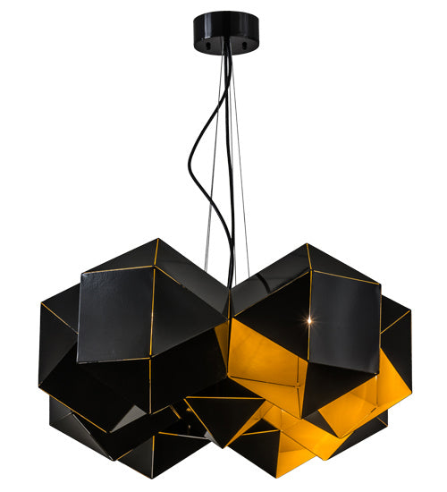 Meyda Tiffany 164482 Nine Light Pendant, Mirror Black And Gold