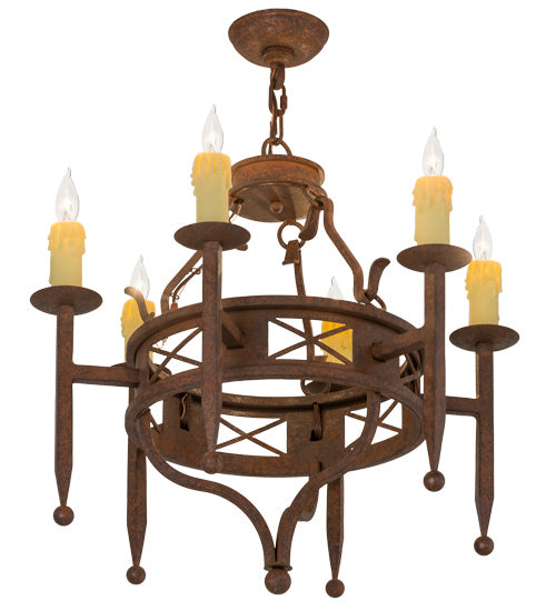 Meyda Tiffany 161989 Six Light Chandelier, Rusty Nail