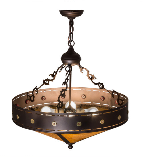 Meyda Tiffany 163113 Four Light Inverted Pendant, Mahogany Bronze