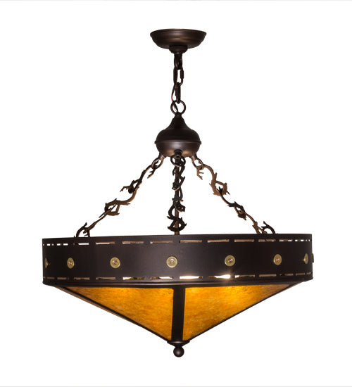 Meyda Tiffany 163113 Four Light Inverted Pendant, Mahogany Bronze