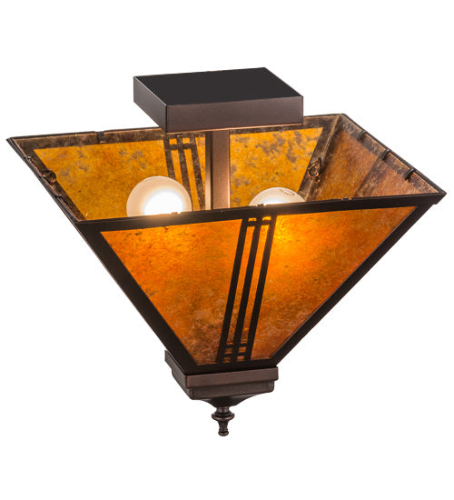 Meyda Tiffany 163127 Two Light Flushmount, Mahogany Bronze