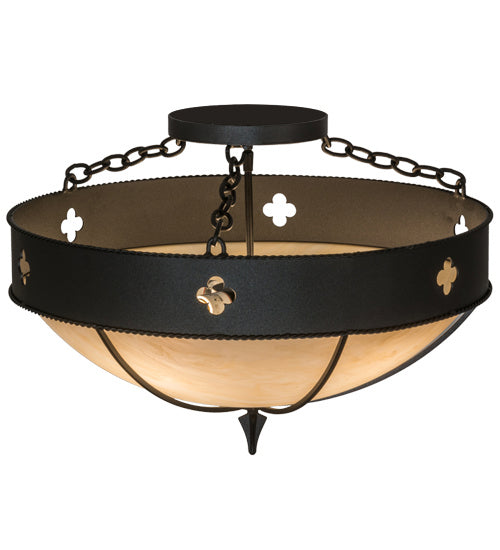 Meyda Tiffany 164003 Four Light Semi-Flushmount, Textured Black