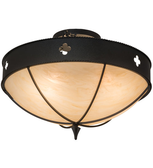 Meyda Tiffany 164003 Four Light Semi-Flushmount, Textured Black
