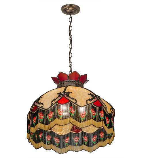 Meyda Tiffany 164613 Three Light Pendant, Antique Brass