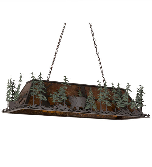 Meyda Tiffany 165182 Nine Light Oblong Pendant, Timeless Bronze/Green Trees