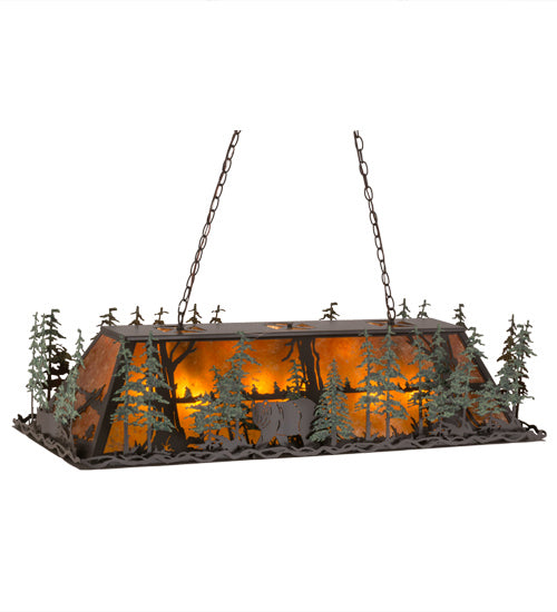 Meyda Tiffany 165182 Nine Light Oblong Pendant, Timeless Bronze/Green Trees