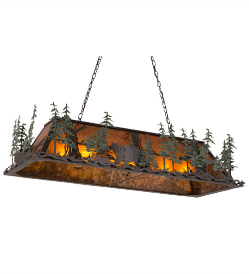 Meyda Tiffany 165182 Nine Light Oblong Pendant, Timeless Bronze/Green Trees