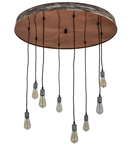 Meyda Tiffany 165838 Eight Light Pendant, Hand Painted Oak & Weather Wicker