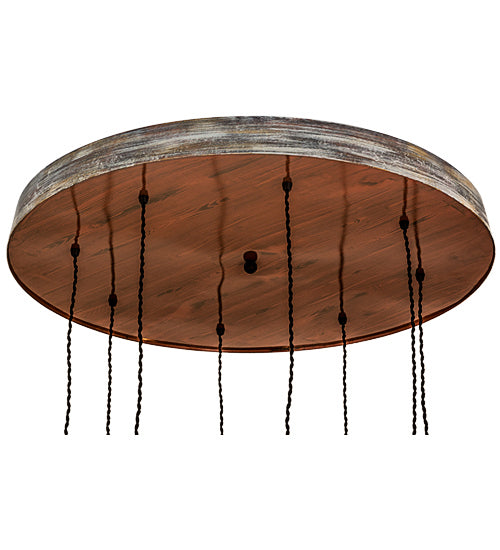 Meyda Tiffany 165838 Eight Light Pendant, Hand Painted Oak & Weather Wicker