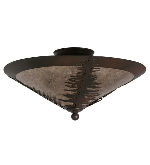 Meyda Tiffany 166804 Three Light Flushmount, Wrought Iron On Rust