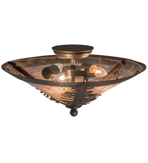 Meyda Tiffany 166804 Three Light Flushmount, Wrought Iron On Rust