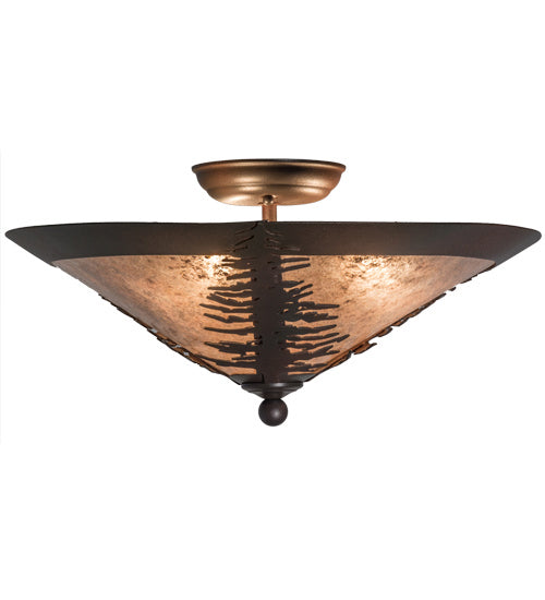 Meyda Tiffany 166804 Three Light Flushmount, Wrought Iron On Rust