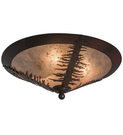 Meyda Tiffany 166804 Three Light Flushmount, Wrought Iron On Rust