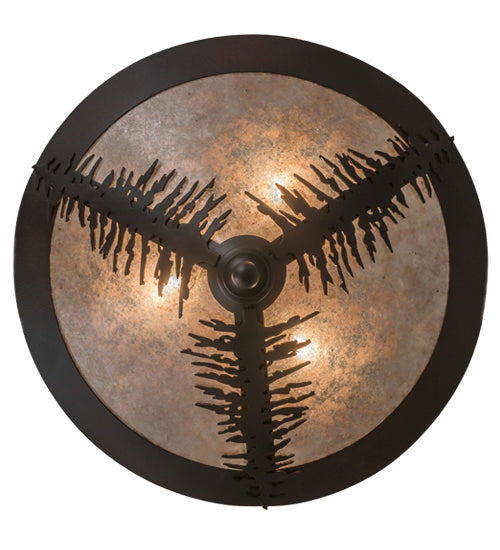 Meyda Tiffany 166804 Three Light Flushmount, Wrought Iron On Rust