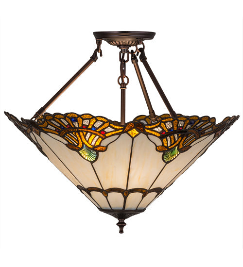Meyda Tiffany 167056 Three Light Inverted Pendant, Custom,Mahogany Bronze