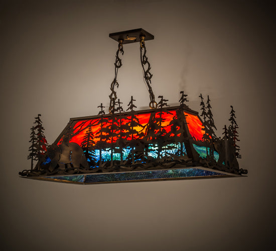 Meyda Tiffany 167084 Six Light Oblong Pendant, Dark Burnished Antique Copper