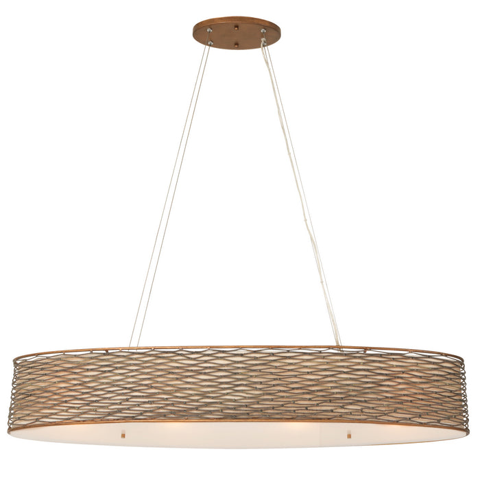 Varaluz 247N04HO Four Light Linear Pendant, Hammered Ore