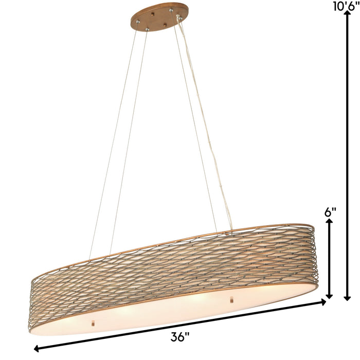 Varaluz 247N04HO Four Light Linear Pendant, Hammered Ore