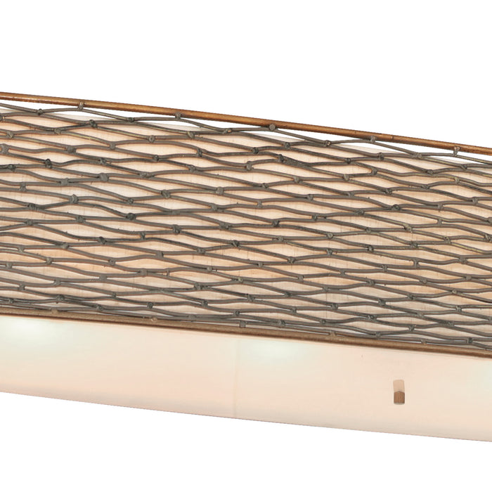 Varaluz 247N04HO Four Light Linear Pendant, Hammered Ore