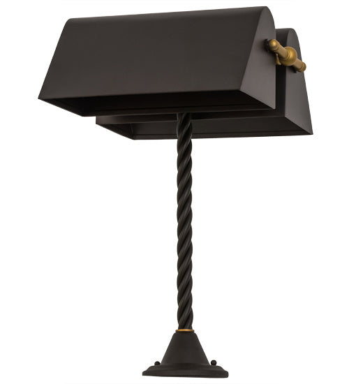 Meyda Tiffany 165093 Two Light Banker's Lamp, Oil Rubbed Bronze/Gold Matte