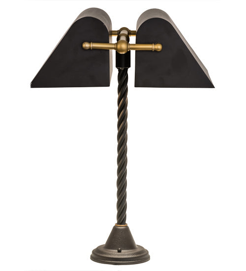 Meyda Tiffany 165093 Two Light Banker's Lamp, Oil Rubbed Bronze/Gold Matte