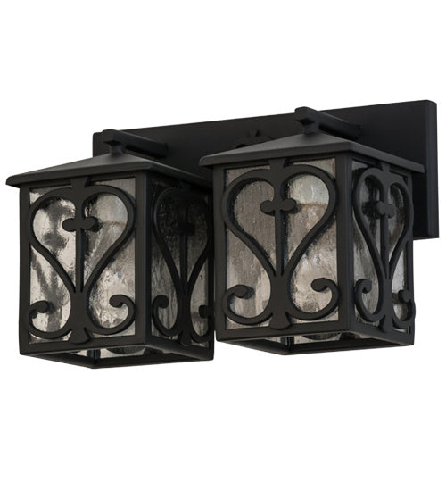 Meyda Tiffany 169391 Two Light Wall Sconce, Wrought Iron