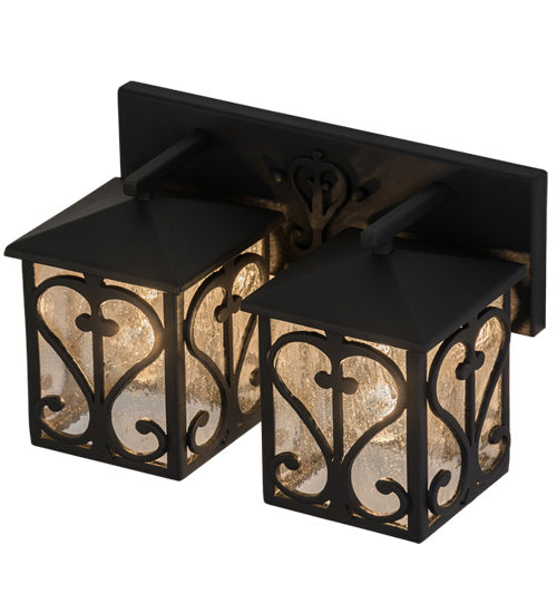 Meyda Tiffany 169391 Two Light Wall Sconce, Wrought Iron