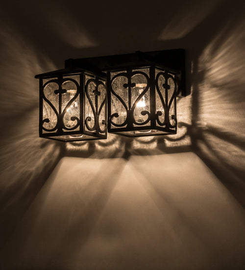 Meyda Tiffany 169391 Two Light Wall Sconce, Wrought Iron