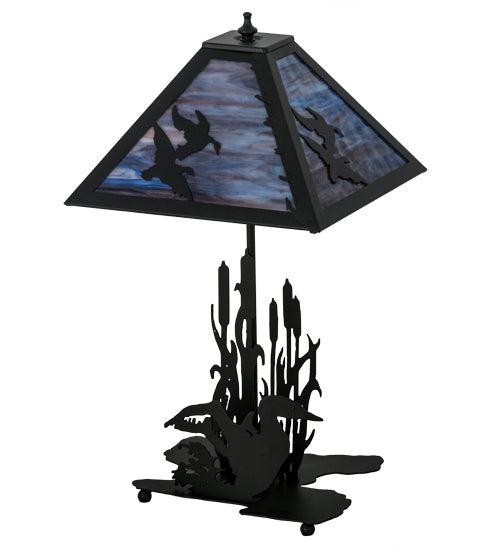 Meyda Tiffany 170687 Two Light Table Lamp, Black Metal
