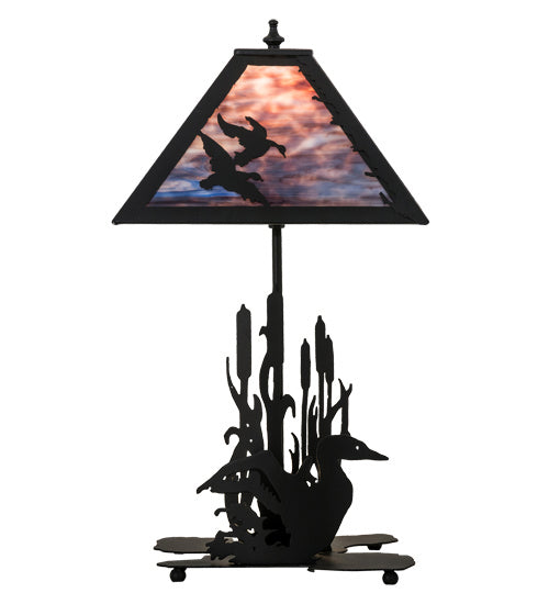 Meyda Tiffany 170687 Two Light Table Lamp, Black Metal