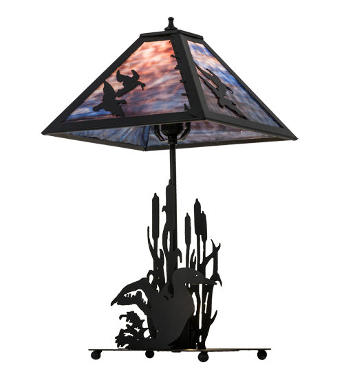 Meyda Tiffany 170687 Two Light Table Lamp, Black Metal