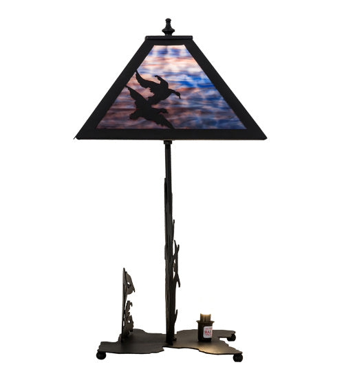 Meyda Tiffany 170687 Two Light Table Lamp, Black Metal