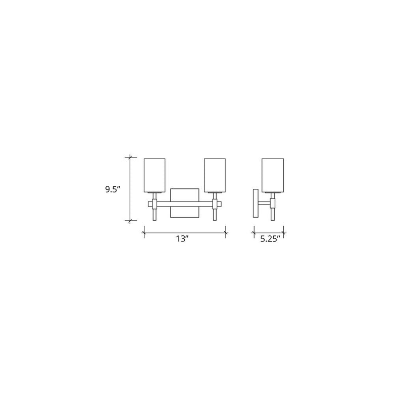 Justice Designs GLA-8412-16-GLDC-DBRZ Two Light Bath Bar, Dark Bronze